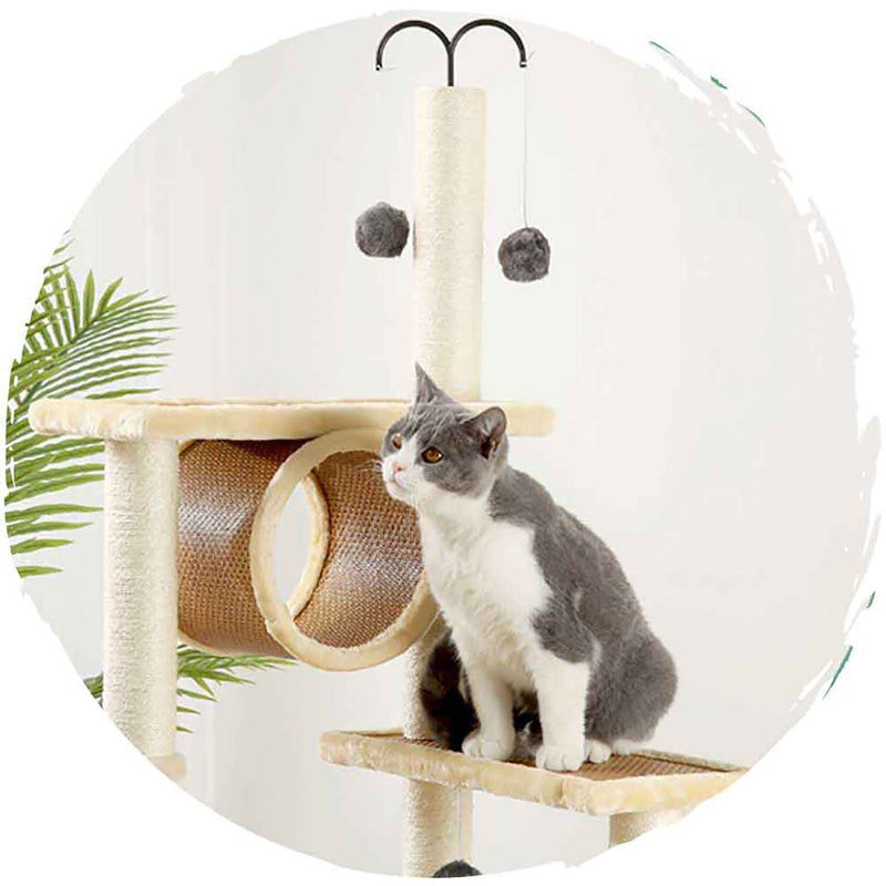 Pets Thing Summer cool burlap edge imitation rattan sisal scratching post cat climbing frame (6 layers｜140cm)