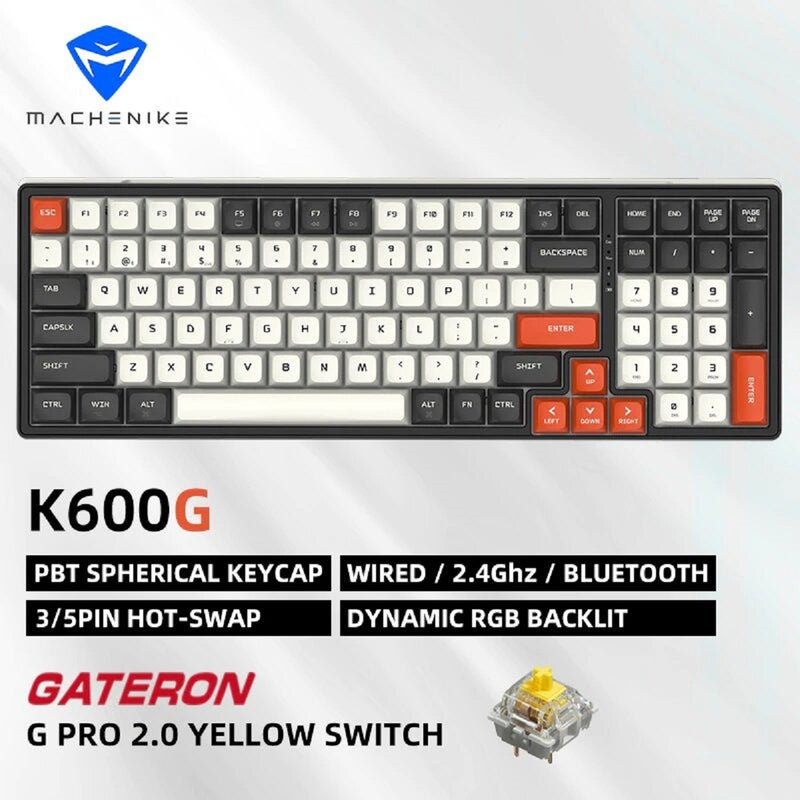 Machenike機械師 K600G 100鍵 RGB 熱插拔機械鍵盤 (黃軸)