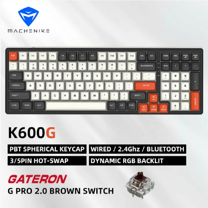 Machenike K600G 100Keys RGB Hot-Swappable Mechanical Keyboard (Brown Swtich)