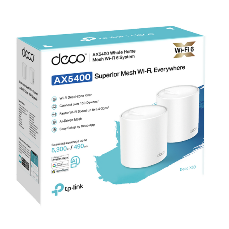 TP-Link Deco X60 (2件裝) AX5400 雙頻 WiFi 6 Mesh 路由器