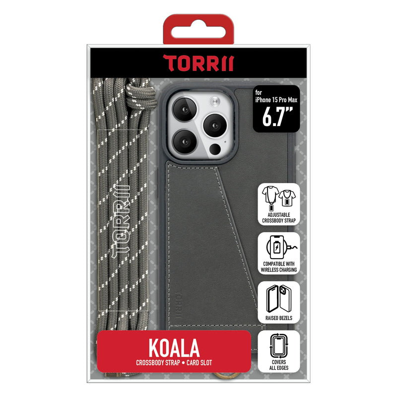 Torrii KOALA Leather Case with Neck Strap for iPhone 15 Pro Max