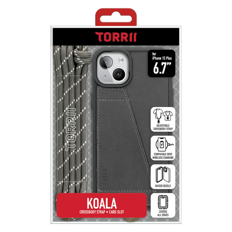 Torrii Leather Look Case with Neck Strap for iPhone 15 Plus