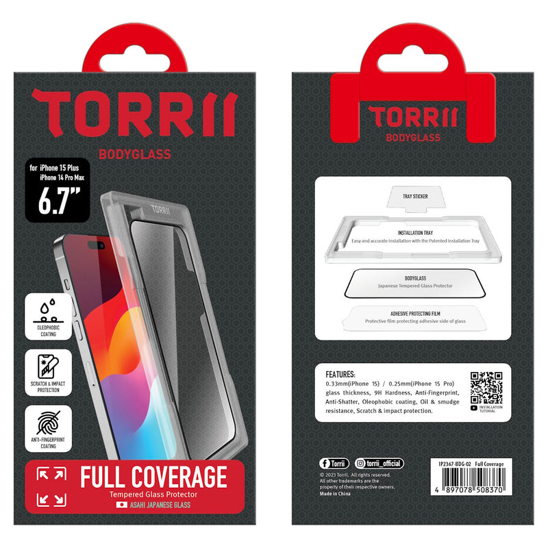 Torrii Full Coverage BODYGLASS screen protector for iPhone 15 Plus