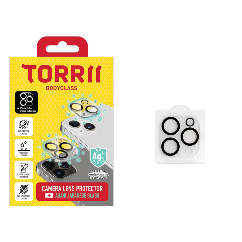 Torrii Anti-bacterial Coating BODYGLASS Camera Lens Protector for iPhone 15 Pro / 15 Pro Max