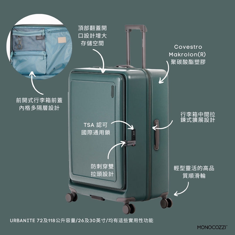 MONOCOZZI URBANITE 4 wheels TSA Lock Front Opening Suitcase