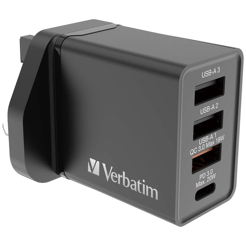 VERBATIM 4 端口 30W PD & QC 3.0 USB 充電器