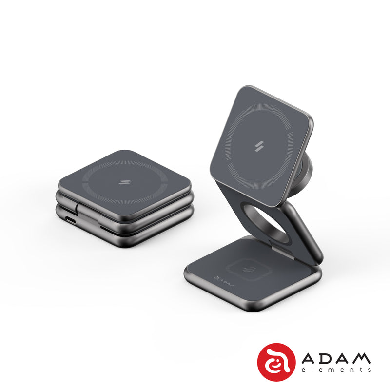 Adam Elements Mag 3 Foldable 3-in-1 Travel Magnetic Wireless Charging Stand