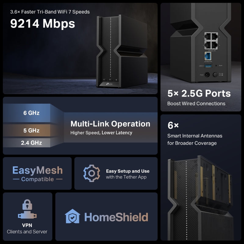 TP-Link Archer BE550 BE9300 三頻 Wi-Fi 7 路由器