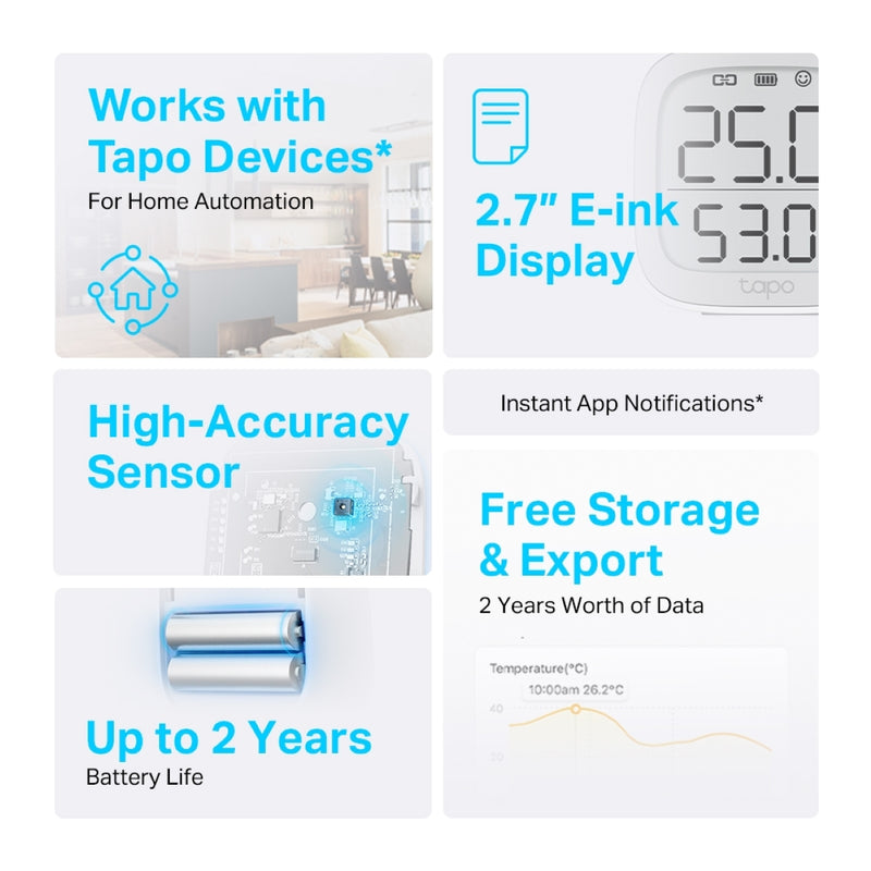 TP-Link Tapo T315 Smart Temperature & Humidity Monitor (Tapo Smart Hub H200 is required)