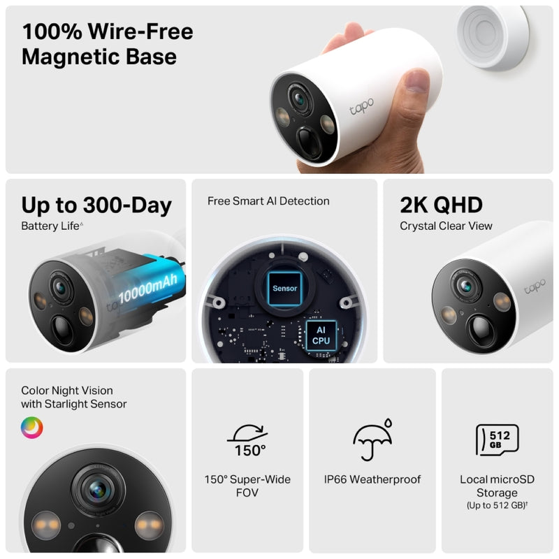 TP-Link Tapo C425 1440P AI 防水Wi-Fi 電池攝影機