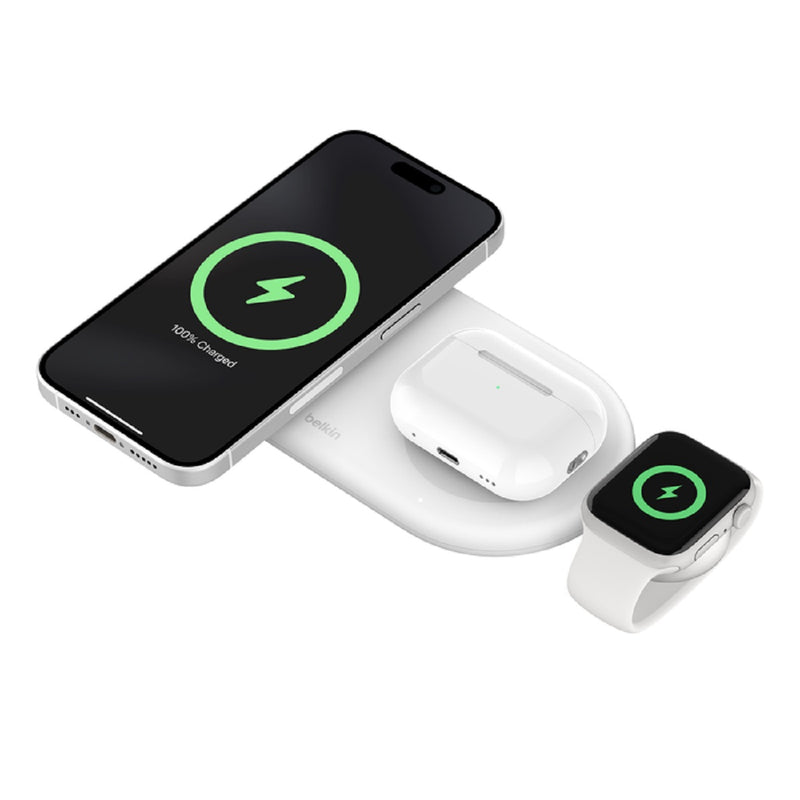 BELKIN 貝爾金 BoostCharge Pro Qi2 15W 3合1磁吸無線充電板