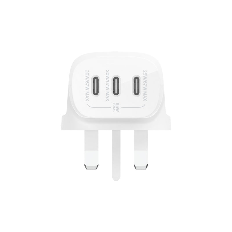 BELKIN 貝爾金 BoostCharge 帶 PPS 67W 的 3 連接埠 USB-C® 家用充電器