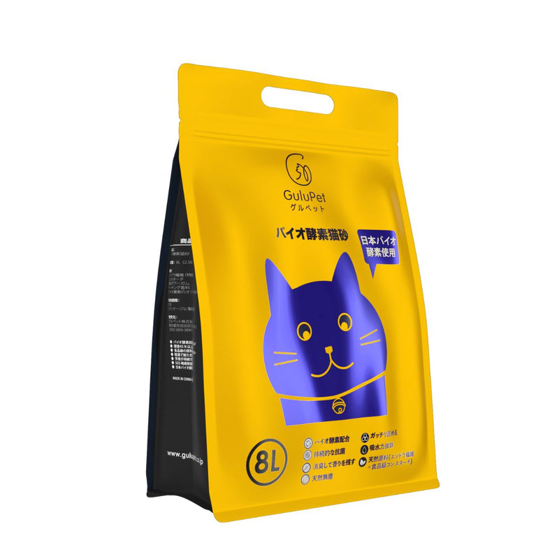 GuluPet Bio-enzyme Antibacterial Deodorant Food Grade Cat Litter 2.5KG/8L(2.5KG/8L*6 packs)