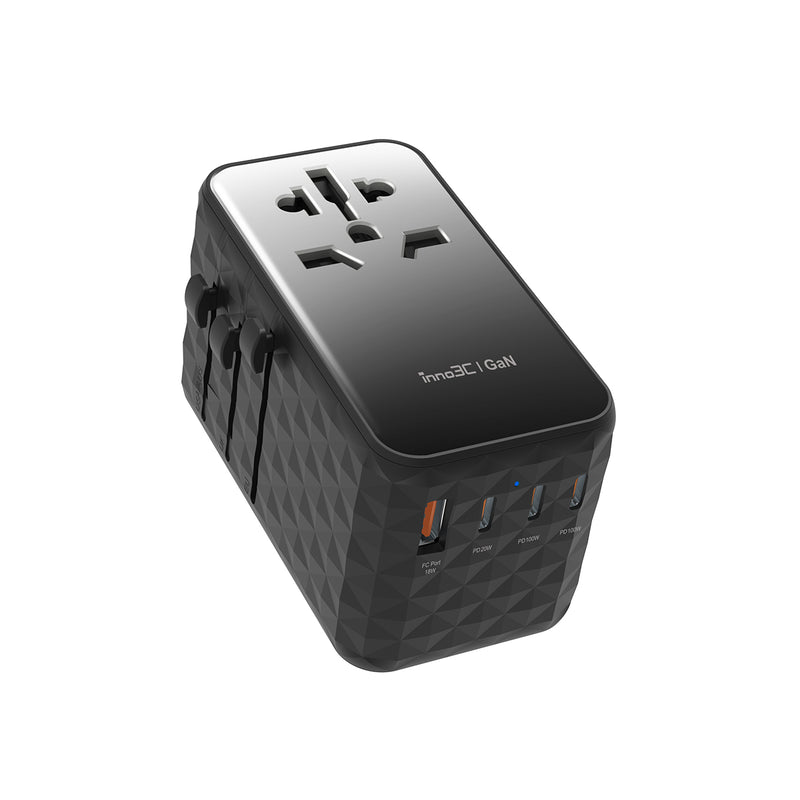 inno3C i-FT120 GaN 120W 4-Ports AC Socket Universal Travel Adaptor (Black)