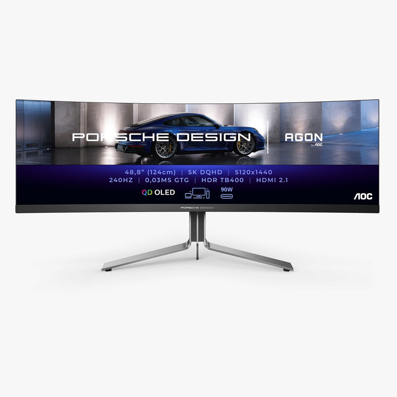 AOC PORSCHE DESIGN 49吋 5K DQHD 240Hz QD-OLED 曲面 電競顯示屏