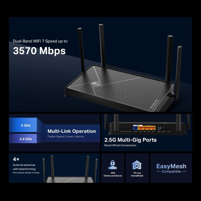 TP-Link Archer BE230 BE3600 雙頻 Wi-Fi 7 路由器