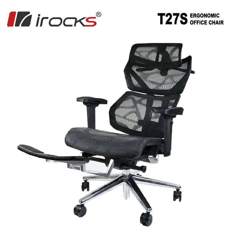 iRocks 艾芮克 T27S 雲岩網人體工學網椅 (摺疊腿托款)