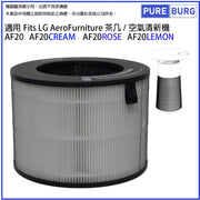 Pureburg Compatible Replacement HEPA Filter Set for LG AeroFurniture (AF20CREAM,AF20ROSE & AF20LEMON)
