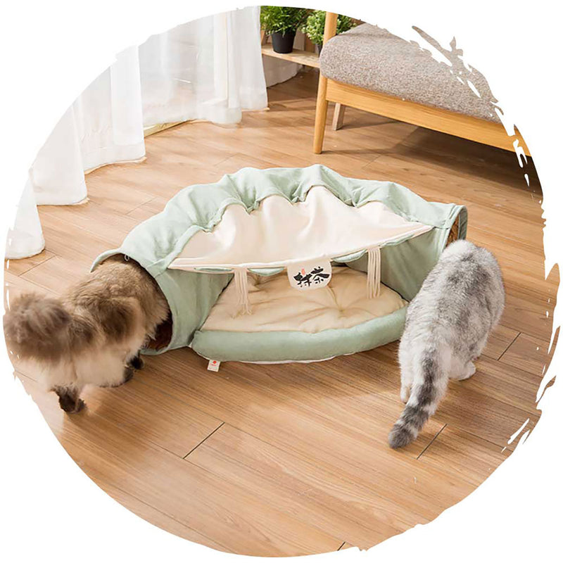 Pets Thing 多功能可折疊隧道貓窩(抹茶綠色)