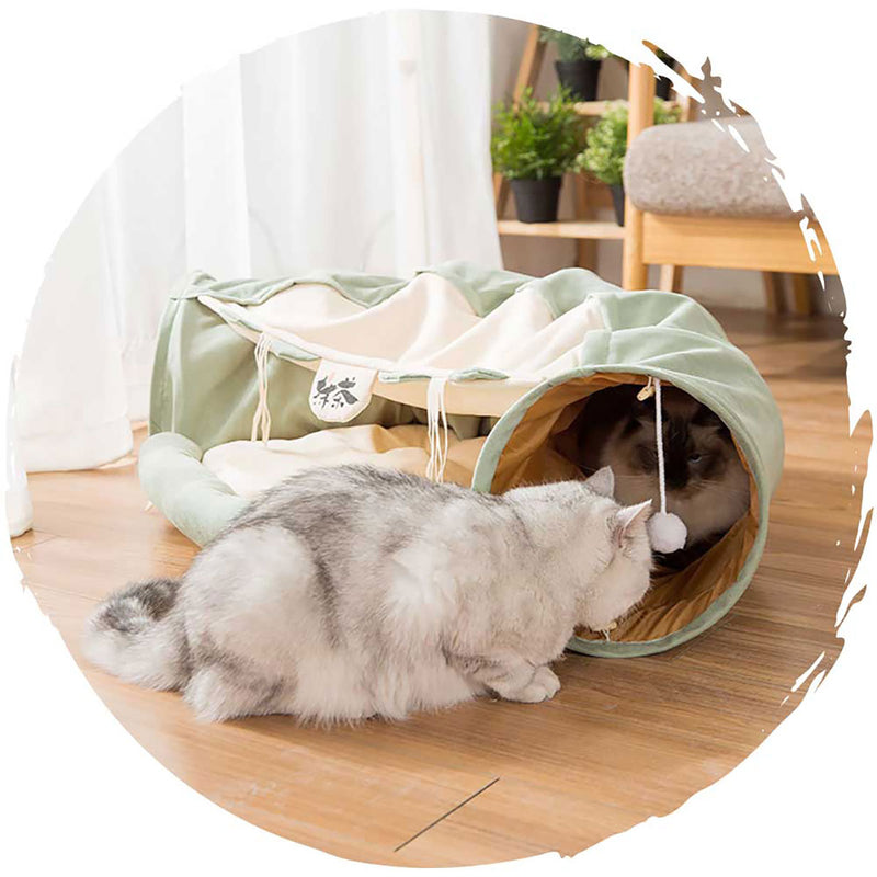 Pets Thing 多功能可折疊隧道貓窩(抹茶綠色)