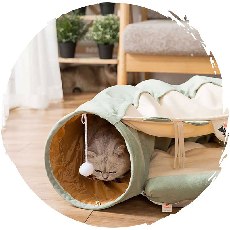 Pets Thing 多功能可折疊隧道貓窩(抹茶綠色)
