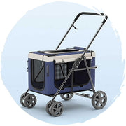 BELLO Car Basket Detachable Four-Wheel Universal Collapsible Low Seat Pet Cat & Dog Trolley(Pet 20kg)