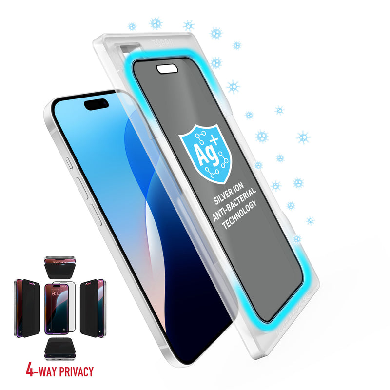 Torrii iPhone 16 Plus 抗菌塗層全方位防窺玻璃保護貼
