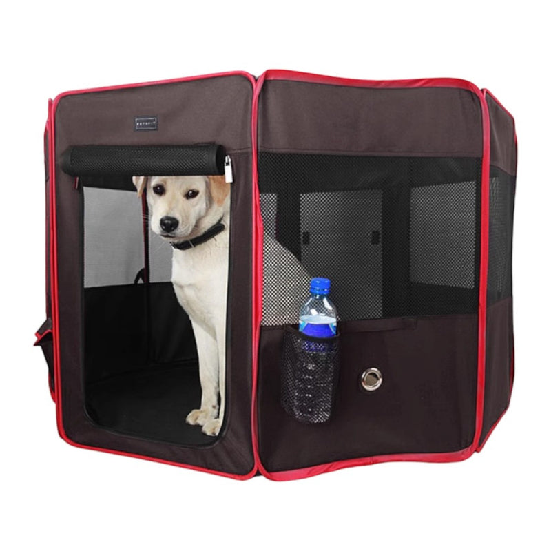 Petsfit 貓狗便攜式圍欄・可摺疊寵物帳篷產房 (灰紅色) 中碼