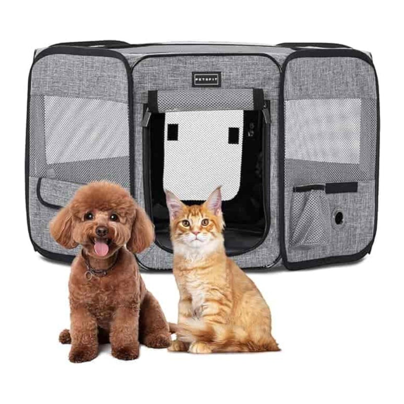 Petsfit 貓狗便攜式圍欄・可摺疊寵物帳篷產房 (灰色) 中碼