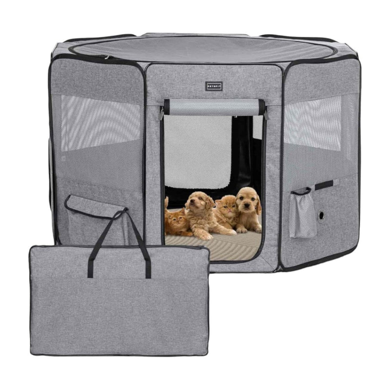 Petsfit 貓狗便攜式圍欄・可摺疊寵物帳篷產房 (灰色) 大碼