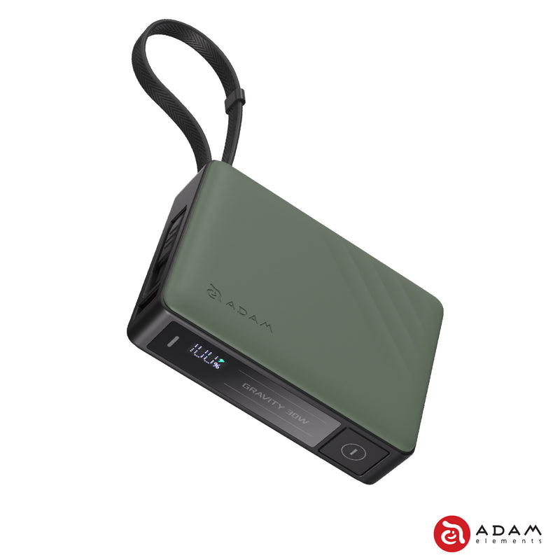 ADAM elements GRAVITY 30W Fast Charging Power Bank with Built-In Cable
