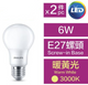 PHILIPS LED Bulb 6W E27 3000K (Package - 2pcs)