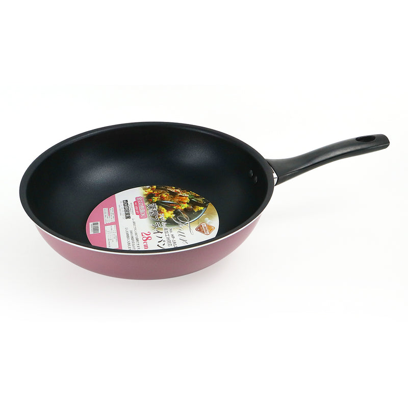 Four 28cm Pink Deep Wok Pan (IH)