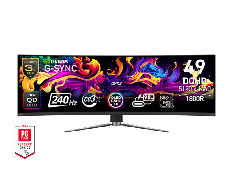 MSI 微星 MPG 491CQPX QD-OLED DQHD 49" 240Hz 曲面 電競顯示屏