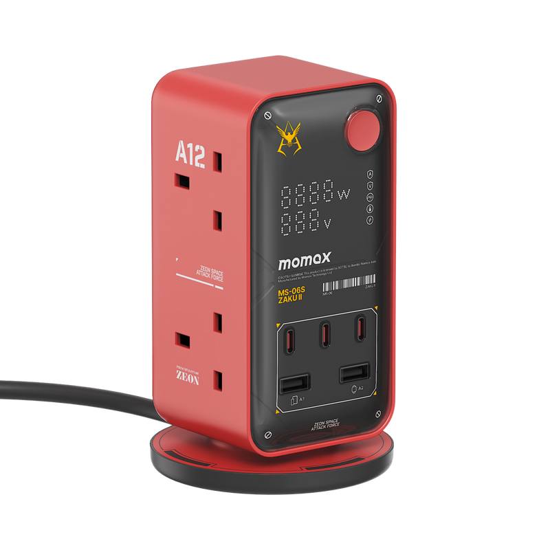 Momax 1-Charge Work Flow PD35W 2A3C 6-Outlet Digital Display Power Tower with USB