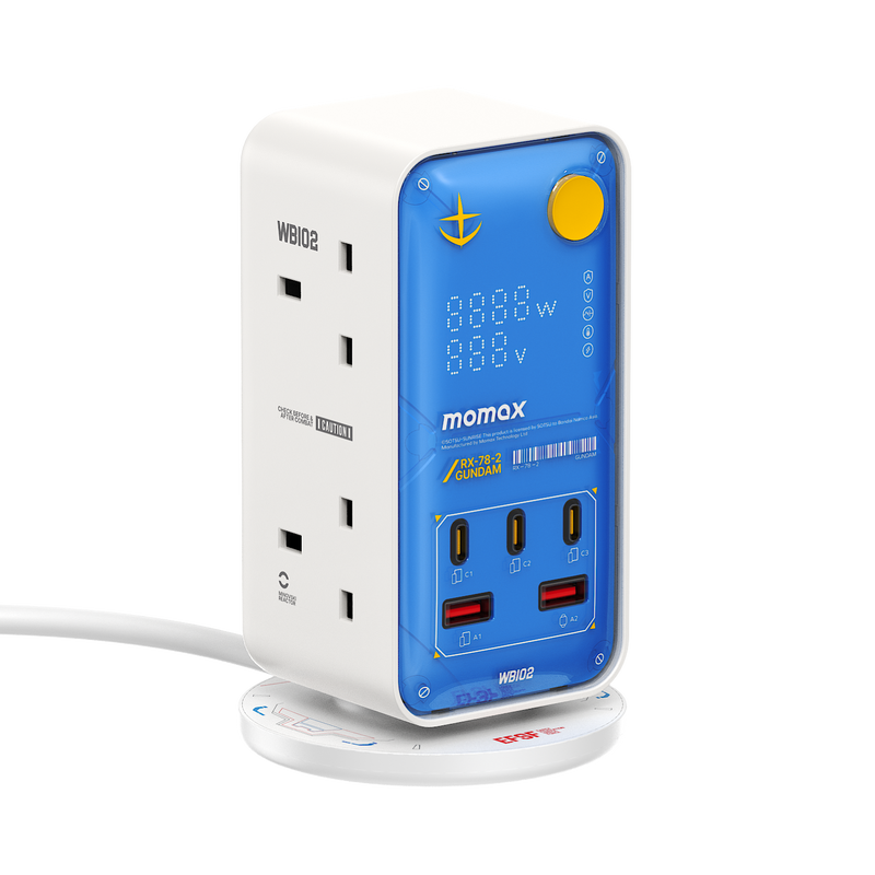 Momax 1-Charge Work Flow PD35W 2A3C 6-Outlet Digital Display Power Tower with USB