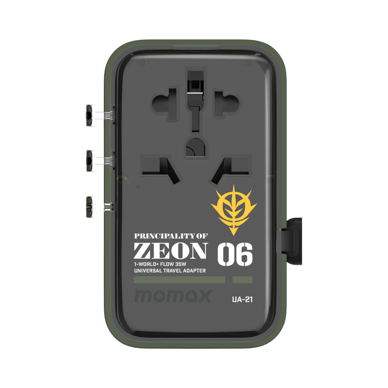 Momax 1-World Flow AC Travel Adapter 4 Port (35W) with Built-in USB-C Cable