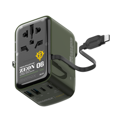 Momax 1-World Flow AC Travel Adapter 4 Port (35W) with Built-in USB-C Cable
