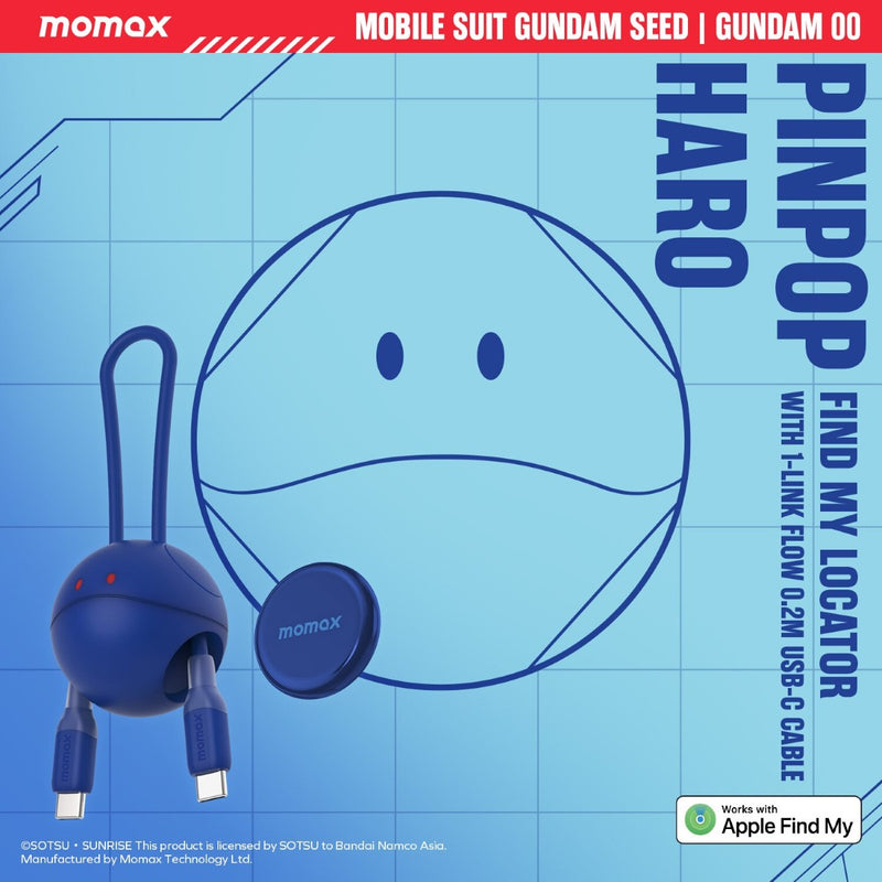 Momax Pinpop Haro Find My 全球定位器 With 1-Link Flow 0.2m USB-C充電線