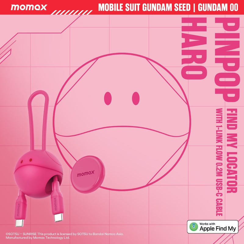 Momax Pinpop Haro Find My 全球定位器 With 1-Link Flow 0.2m USB-C充電線