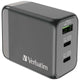 VERBATIM 3-port 65W PD 3.0 and QC 3.0 GaN travel charger #66963