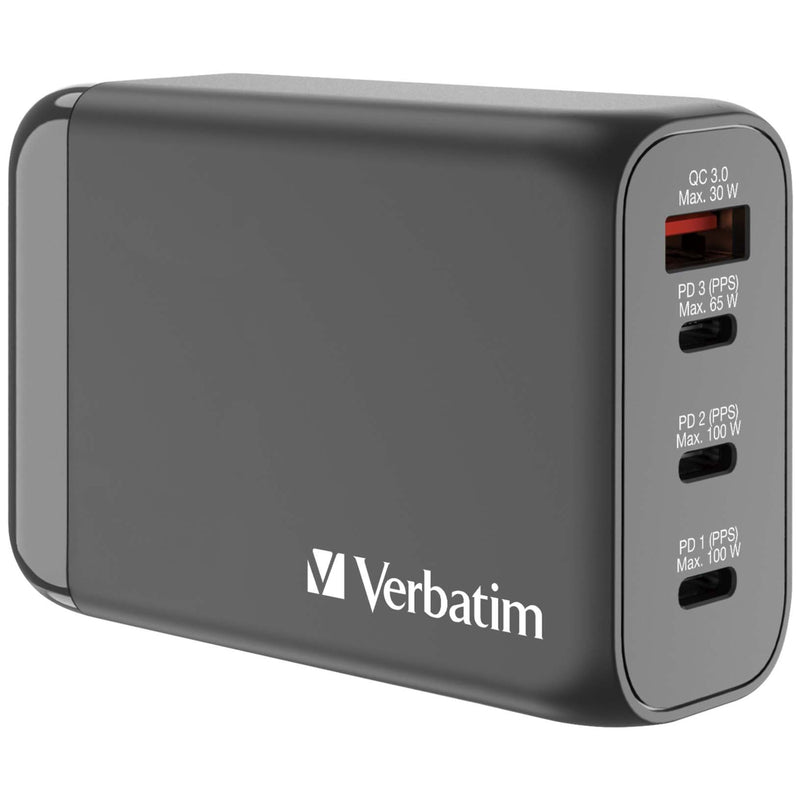 VERBATIM 4端口100W PD 3.0 & QC 3.0 GaN旅行充電器 #66967
