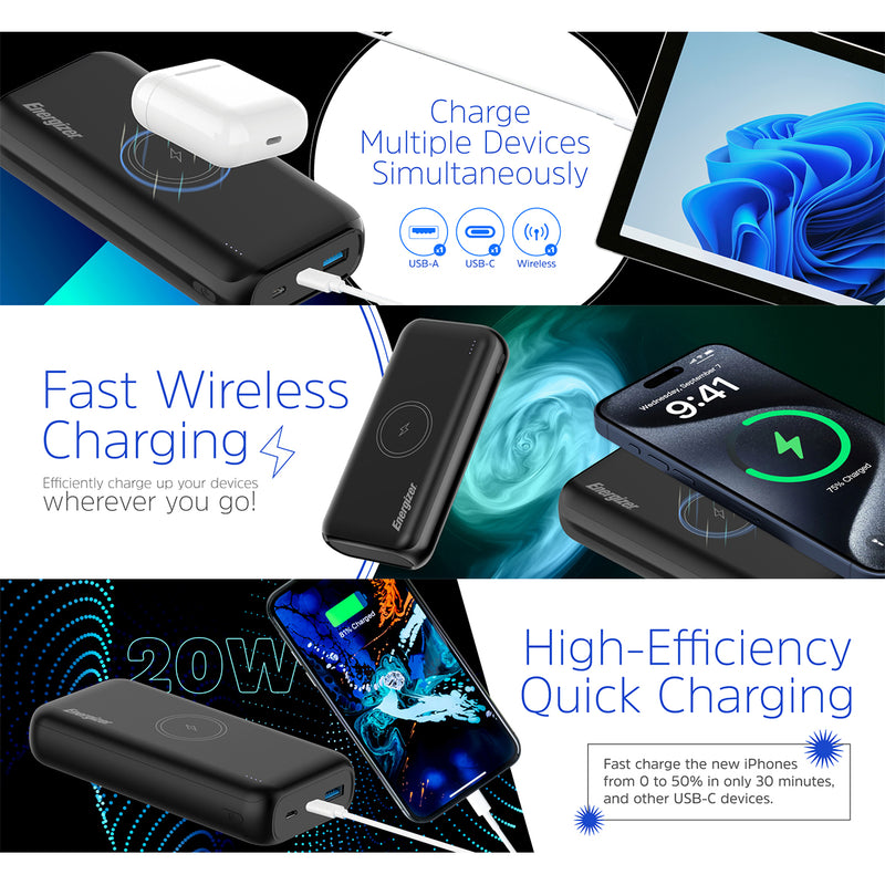 ENERGIZER QE20009PQ 20000mAh 無線 移動電源