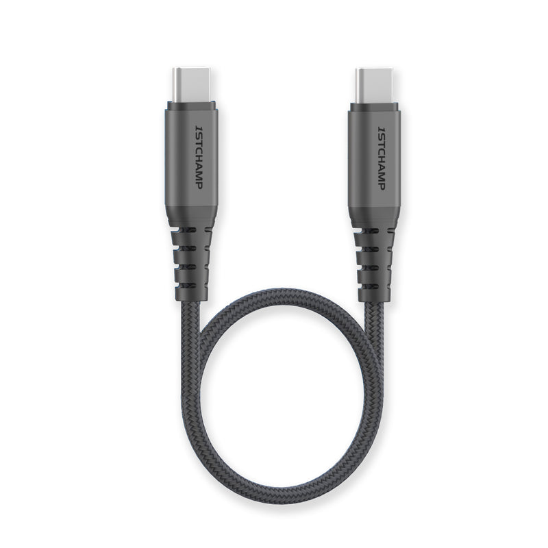 First Champion USB 2.0 Type-C 至 Type-C Cable, 100W, 尼龍編織 30cm