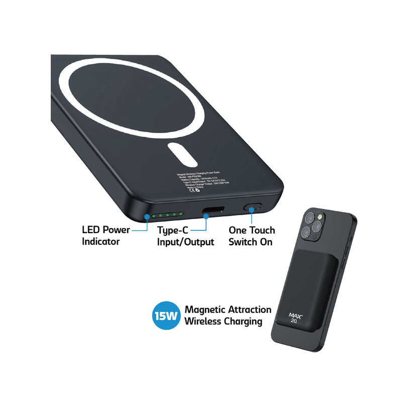 MAX 5000mAh Magnetic Wireless Charging Power Bank