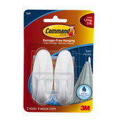 Command Medium Bathroom Hooks, Holds 1.3 kg (17081B)