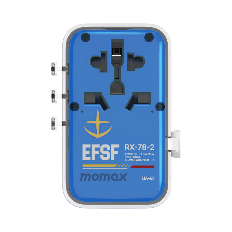 Momax 1-World Flow AC Travel Adapter 4 Port (35W) with Built-in USB-C Cable