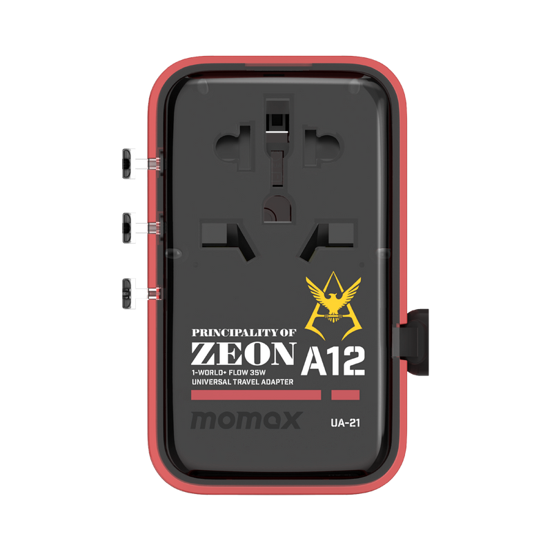 Momax 1-World Flow AC Travel Adapter 4 Port (35W) with Built-in USB-C Cable
