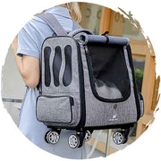 Dodopet Dual-purpose Rucksack Trolley Four-Wheel 360-degree Rotation (Grey) (Pet Weight: 10kg)