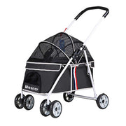 Dodopet Low Seat Four-Wheel Folding Dog Stroller (Black) (Pet Weight: 20kg)